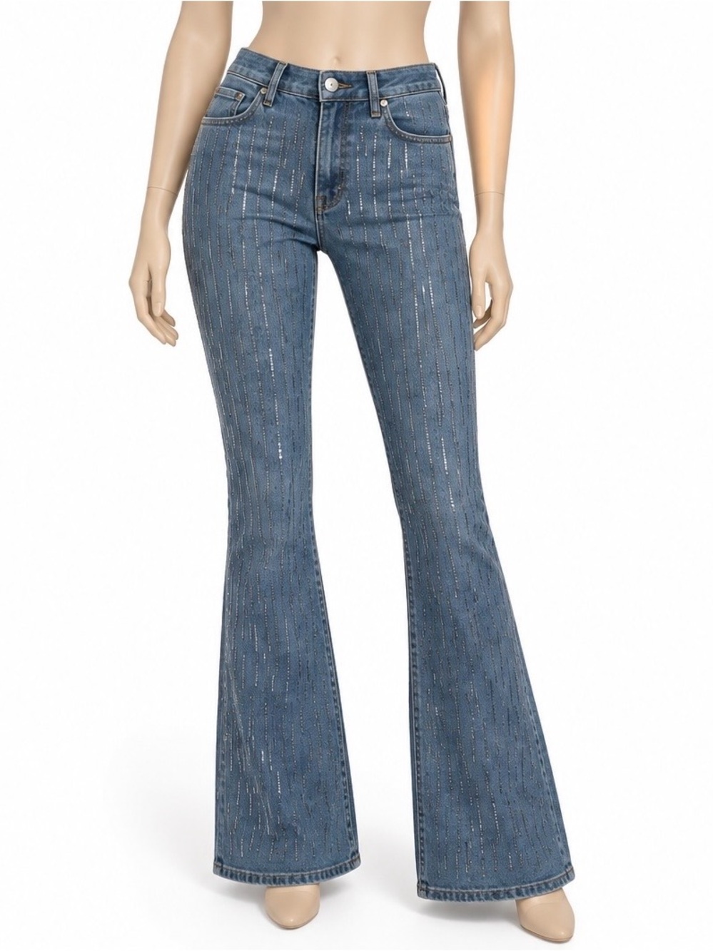 Madden Girl Rhinestone Stripe Mid-Rise Bootcut Jeans NWT Size 5